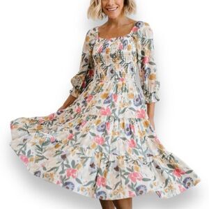 Baltic Born Floral Midi Dress - Multicolor